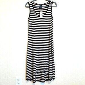 Design History black striped dress sleeveless around neckline relax dress size S